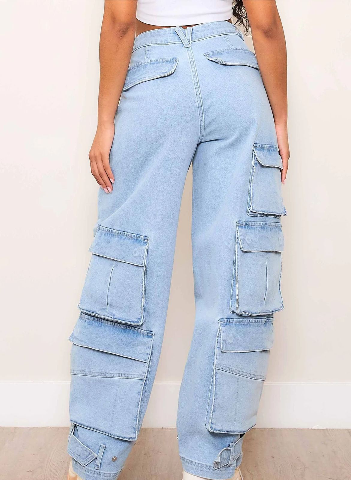 Pantalon Mezclilla Ancho Cargo