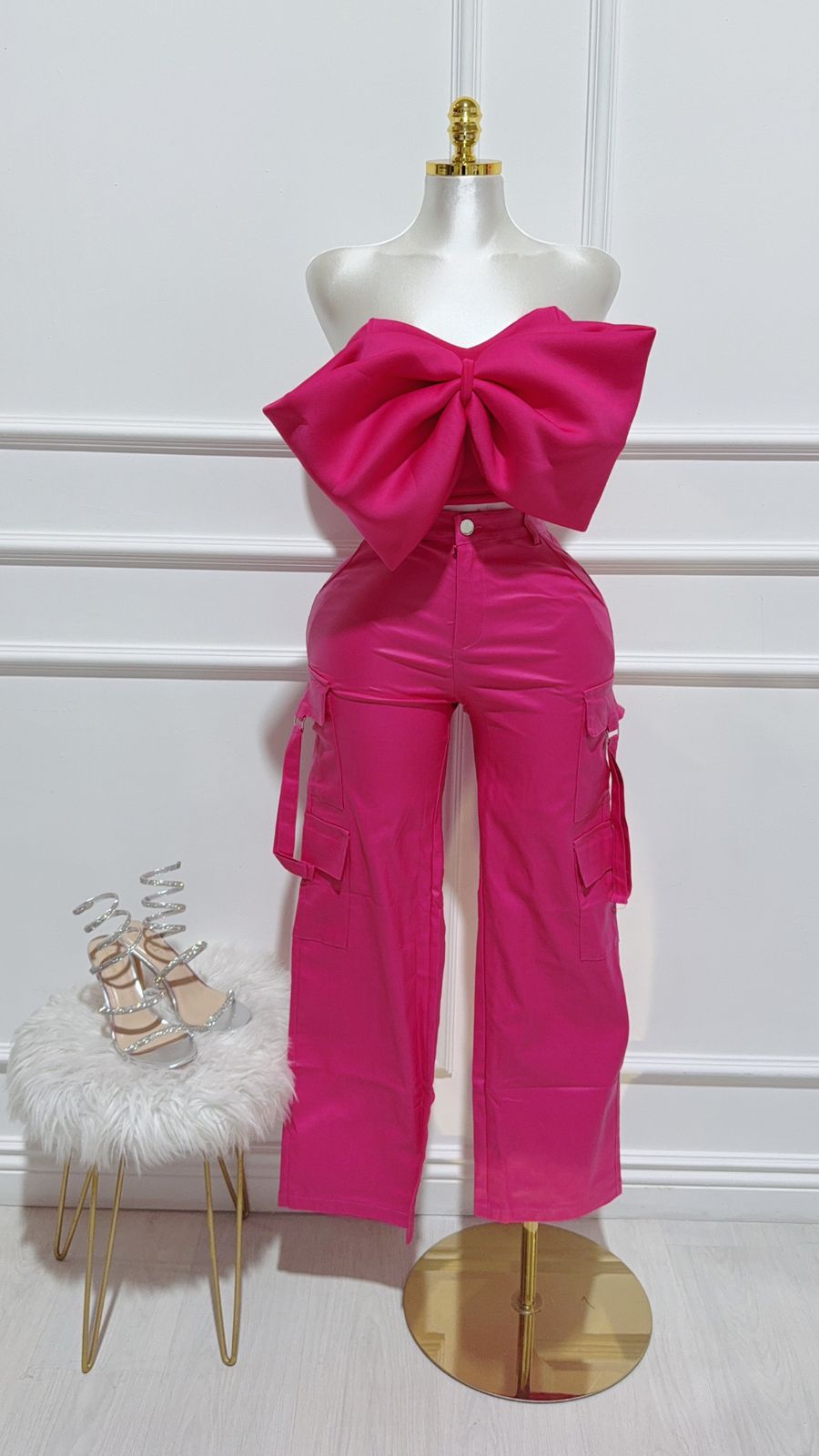 Pantalon Cargo Rosa Fucsia