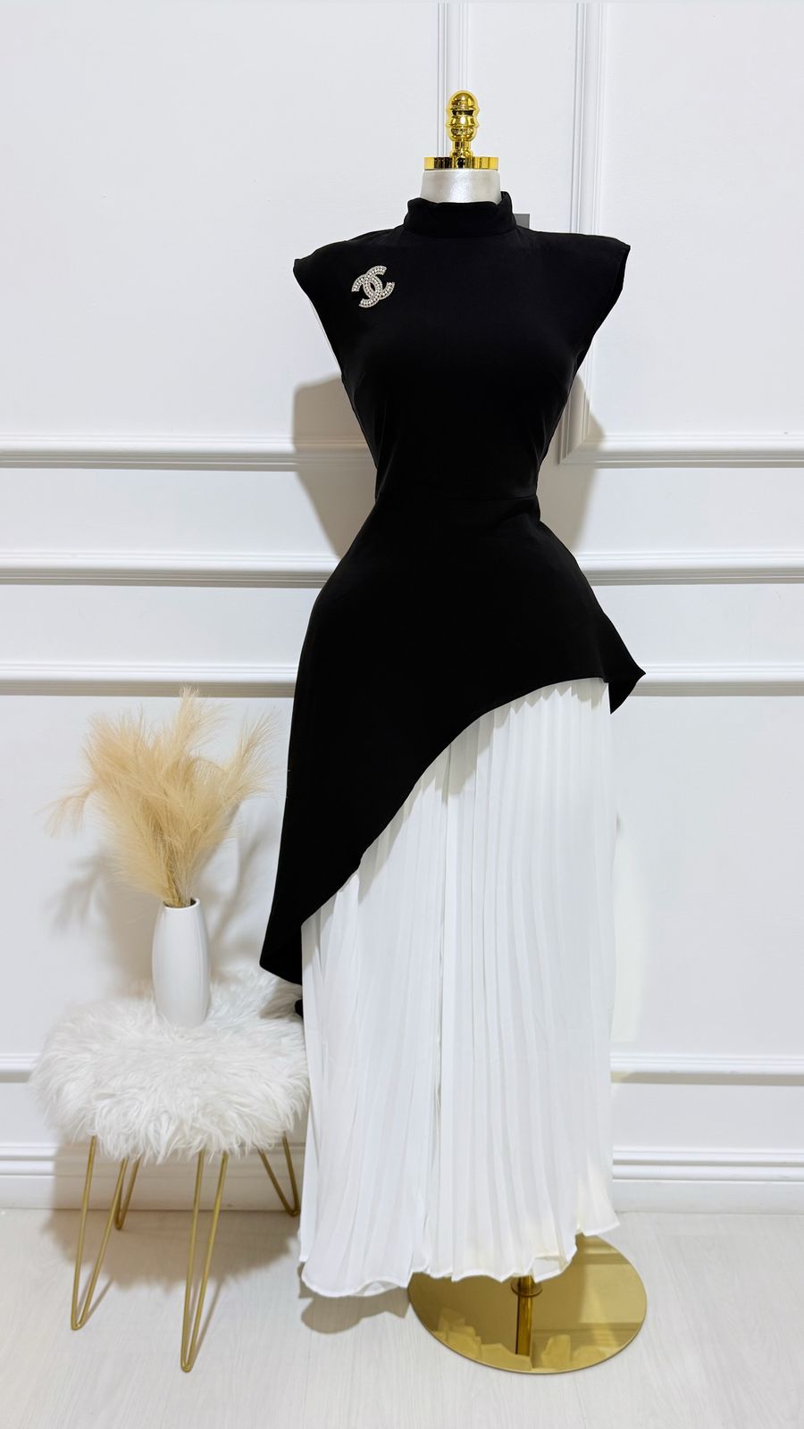 Set Palazo Blanco Bluson Negro