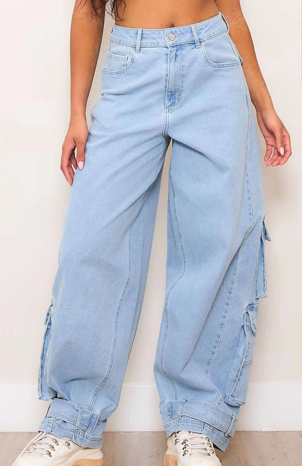 Pantalon Mezclilla Ancho Cargo