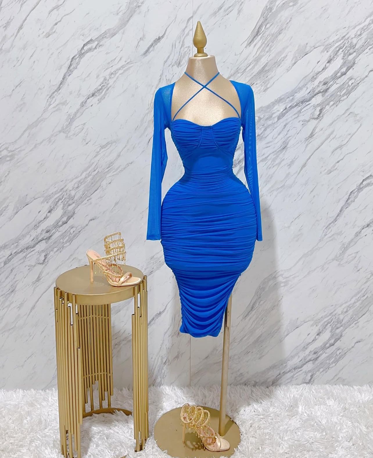 Vestido Azul Royal Malla