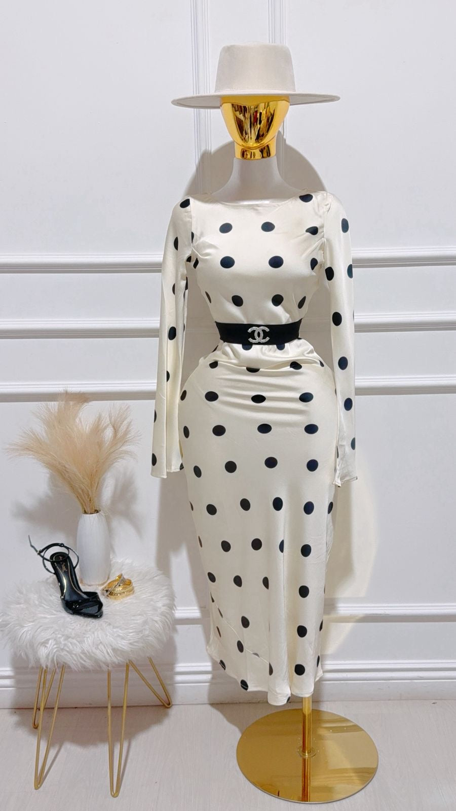 Vestido Beige Lunares