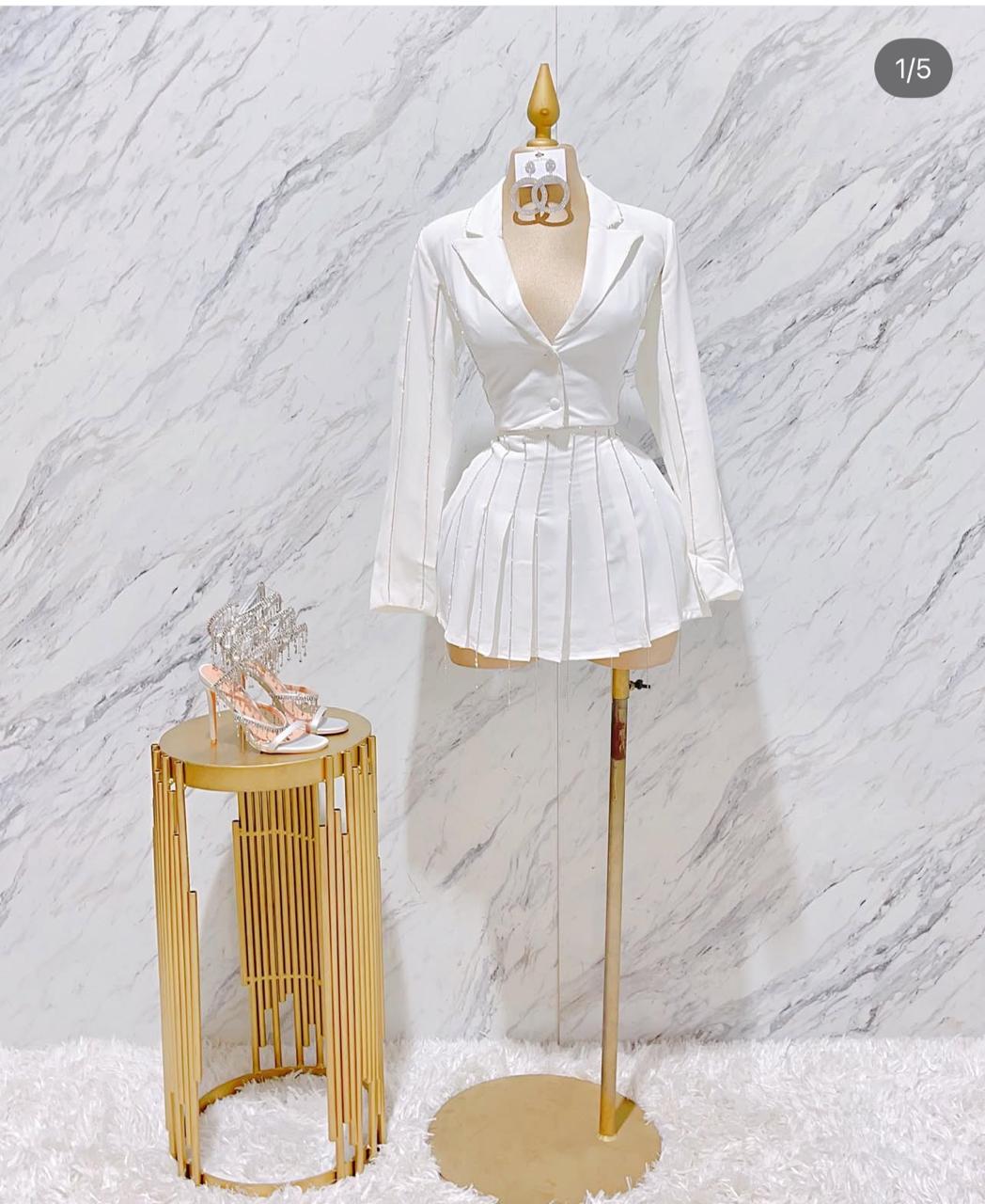 Conjunto Blanco Bolero Falda