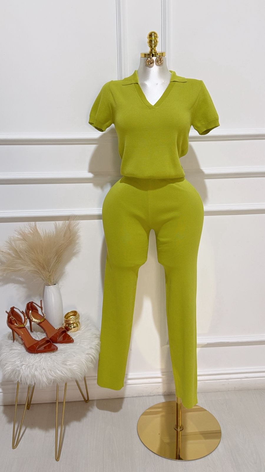 Set Pantalon Blusa Top Cuello V Citron