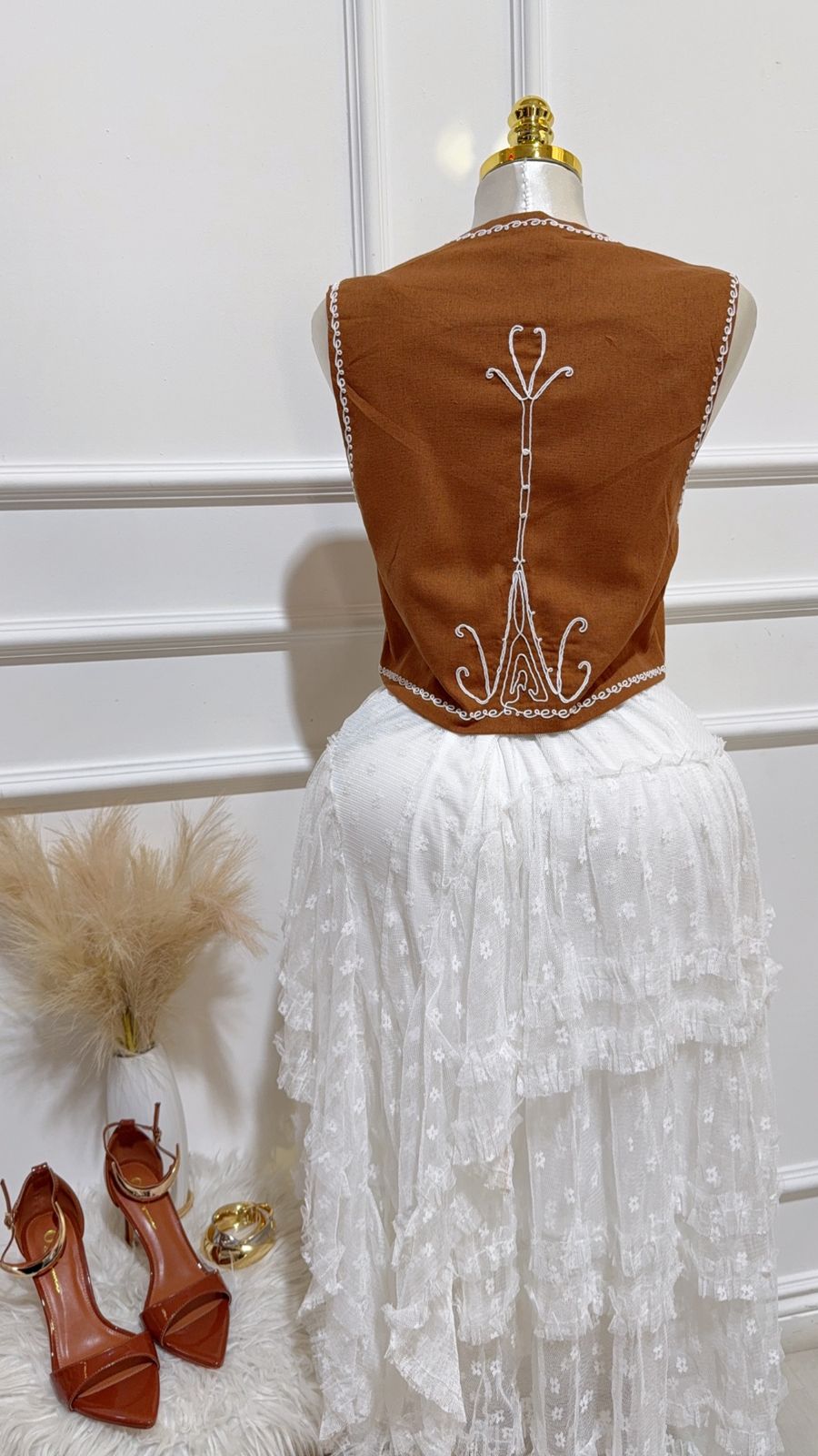 Falda Larga Encaje Blanca