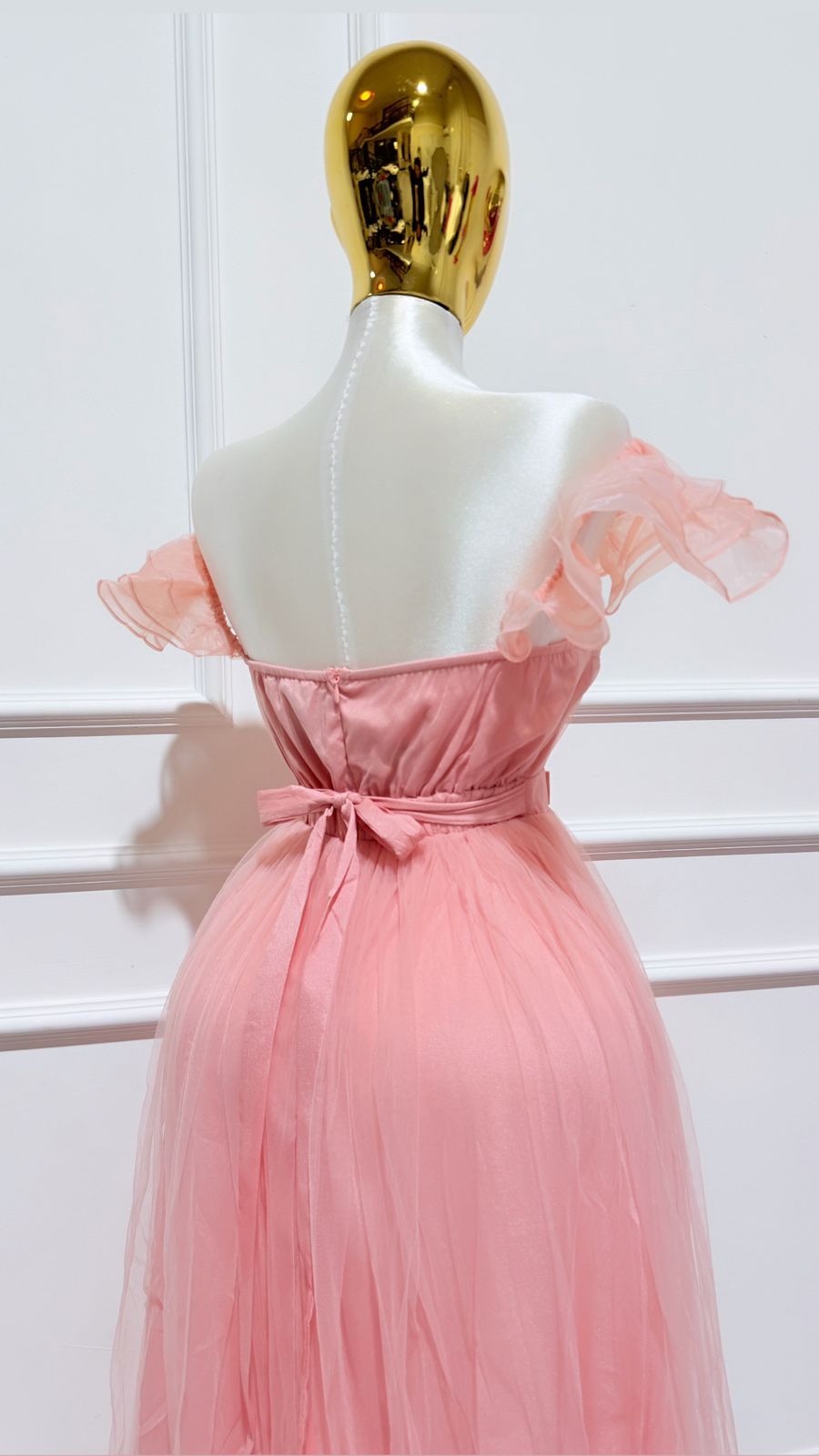 Vestido Largo Rufled Blush