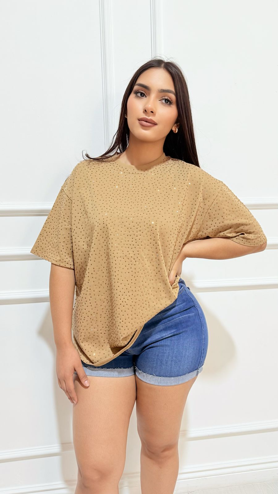 Blusa Deslavada Mustard Piedras