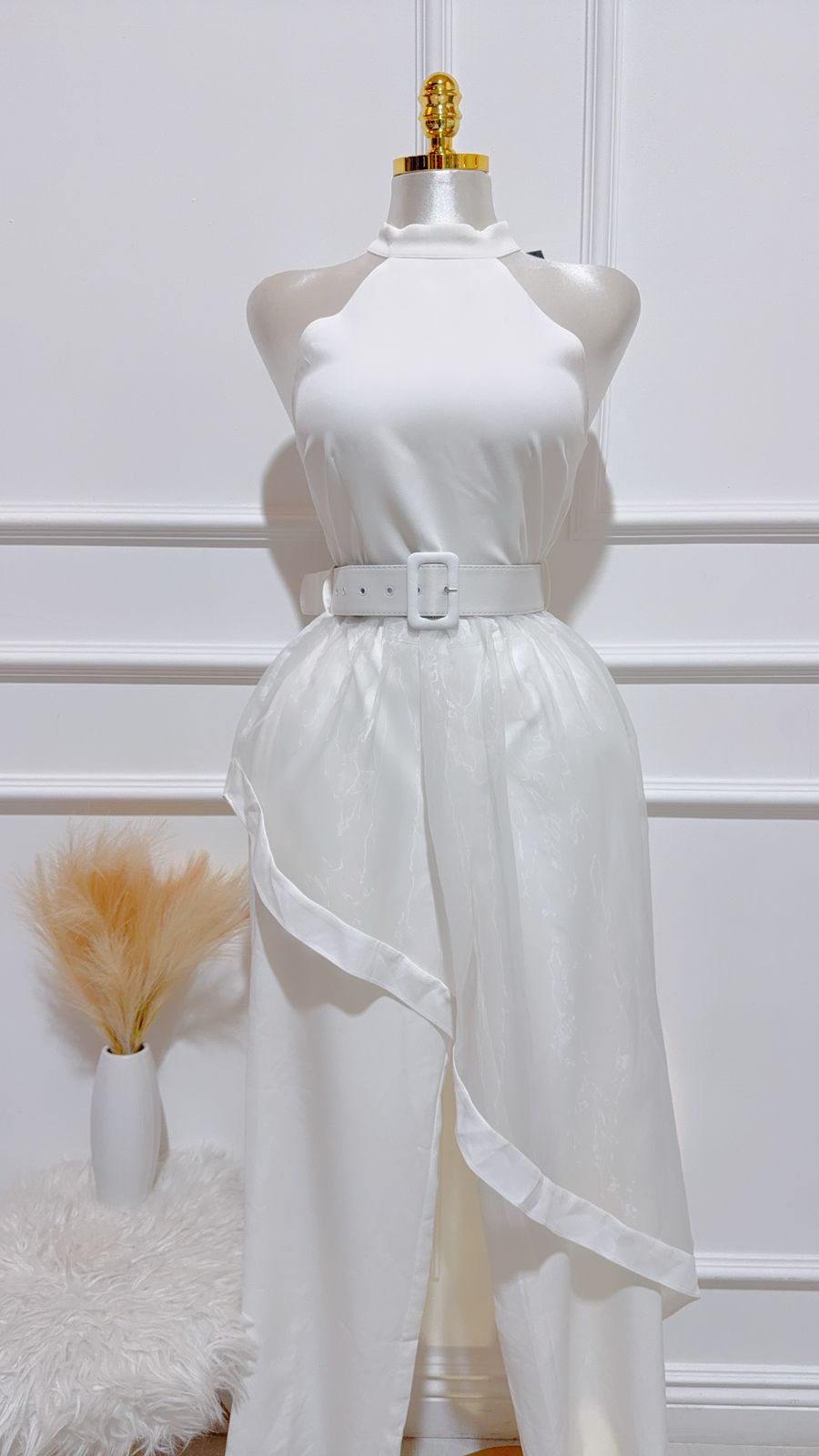 Set Blusa Larga Cinto Pantalon