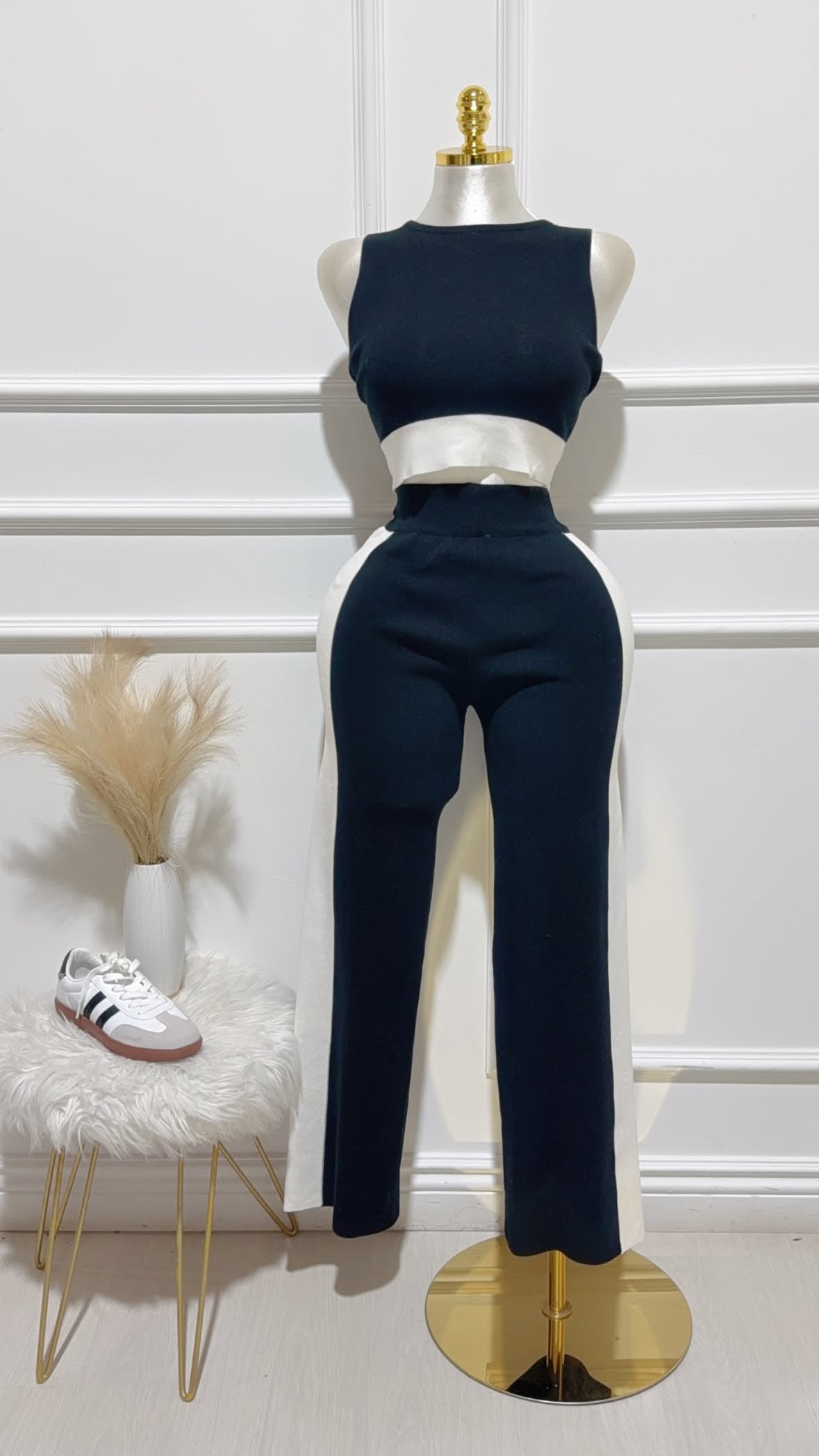 Set Negro Blanco Pantalon Blusa