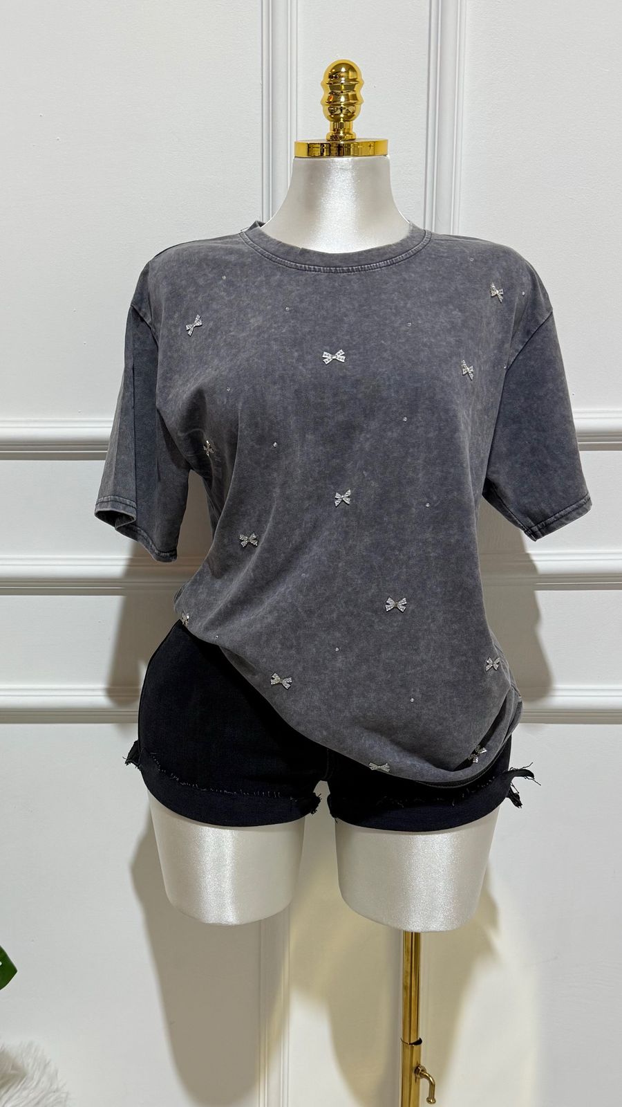 Playera Dama Rosa Oversized Gris