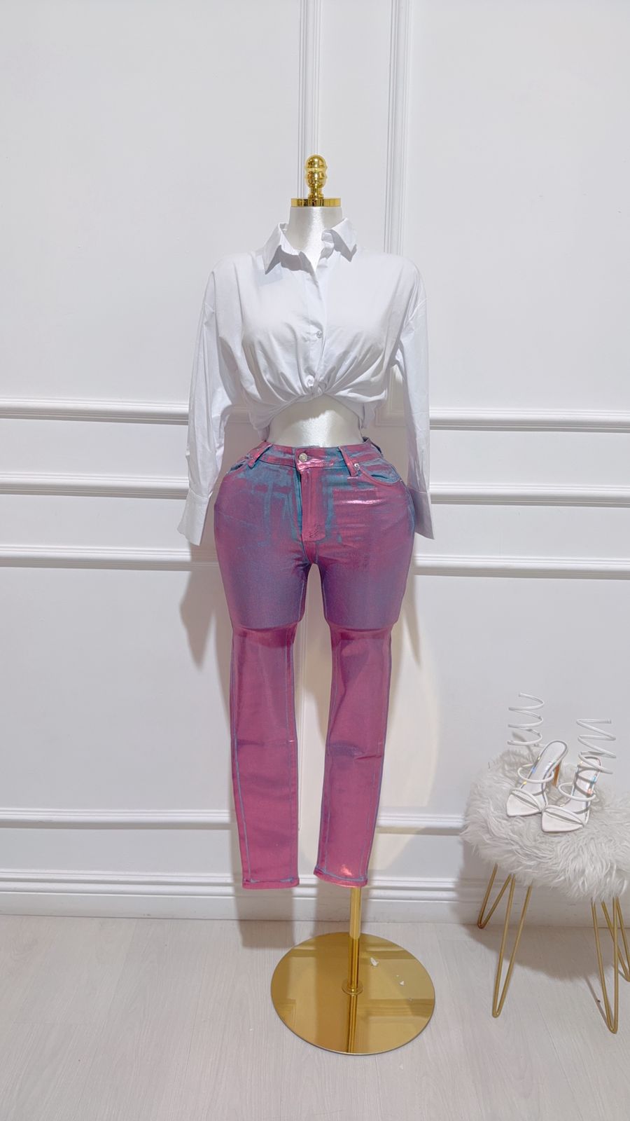 Pantalon Metalico Rosa