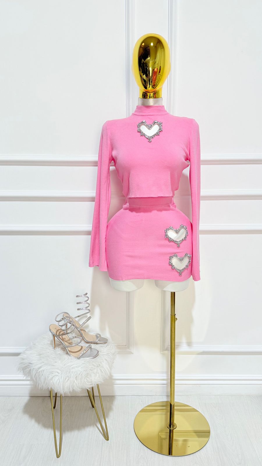 Set Sueter Rosa Falda Corazones
