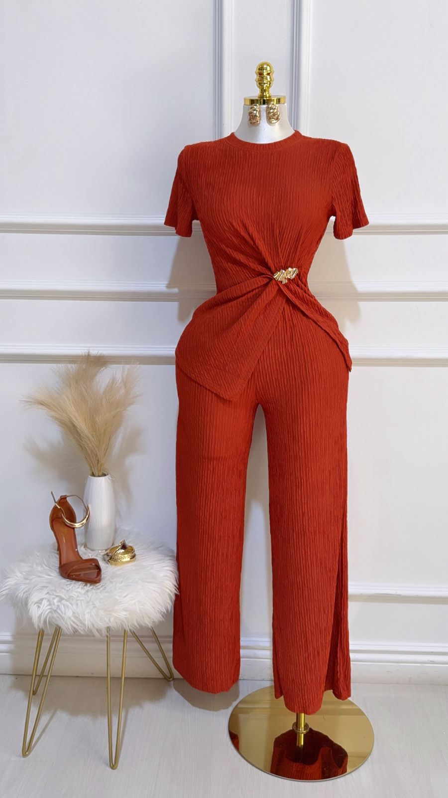Set Blusa Detalle Pantalon Rust
