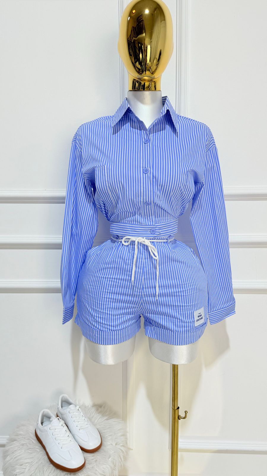 Set Blusa Short Blanco Azul
