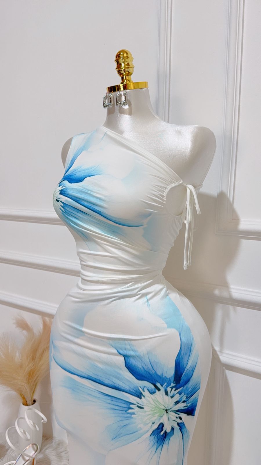 Set Top Falda Larga Blanco Azul