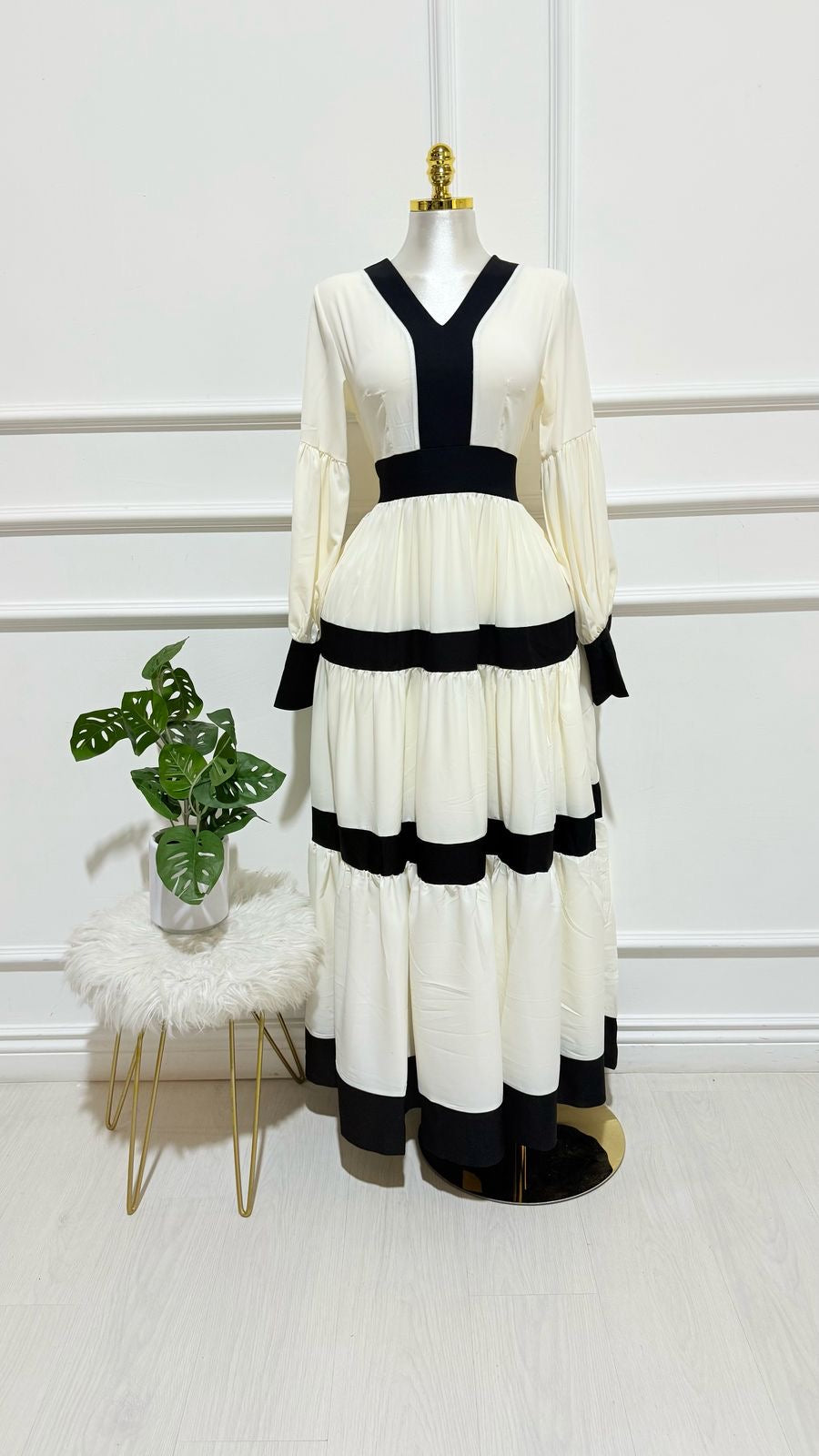 Vestido Monocromático Blanco/Negro