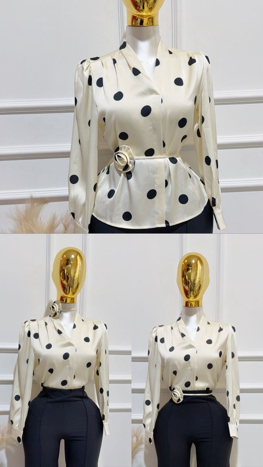Top De Gasa Blanca Lunares