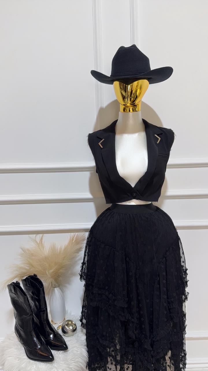 Chaleco Cuello Corto Negro
