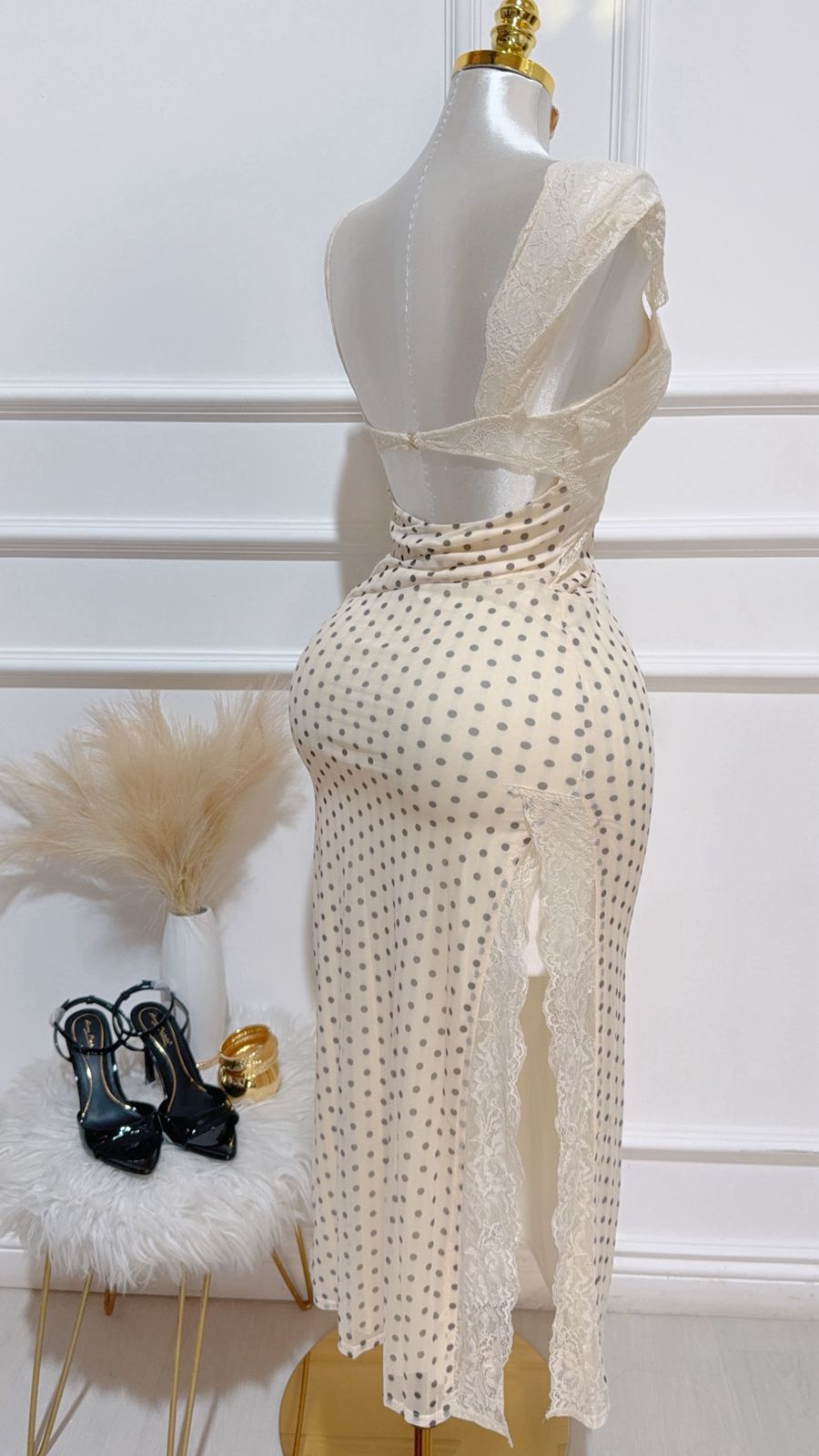 Vestido Encaje Estampado Lunares