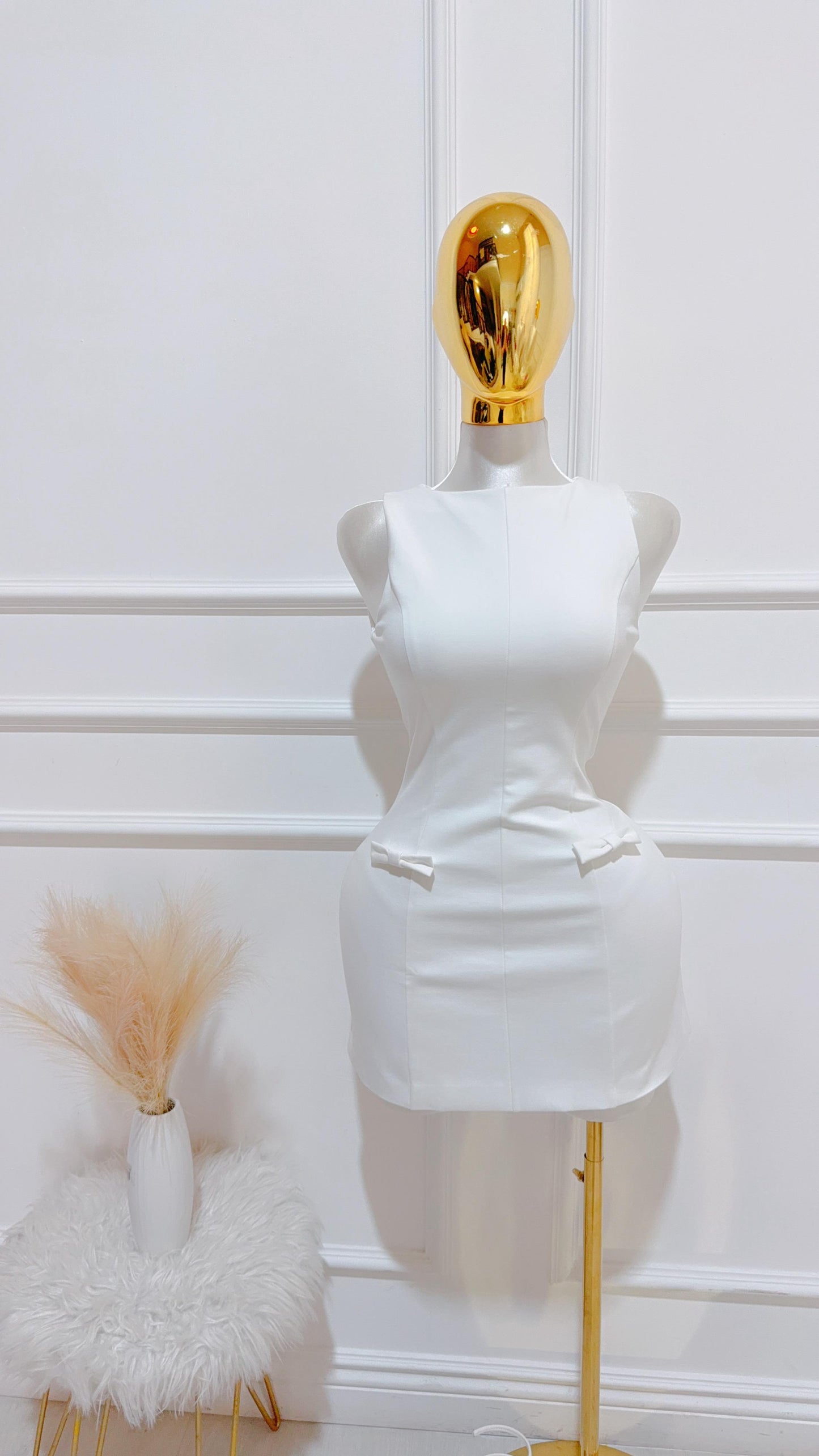 Vestido Cuello Redondo Blanco