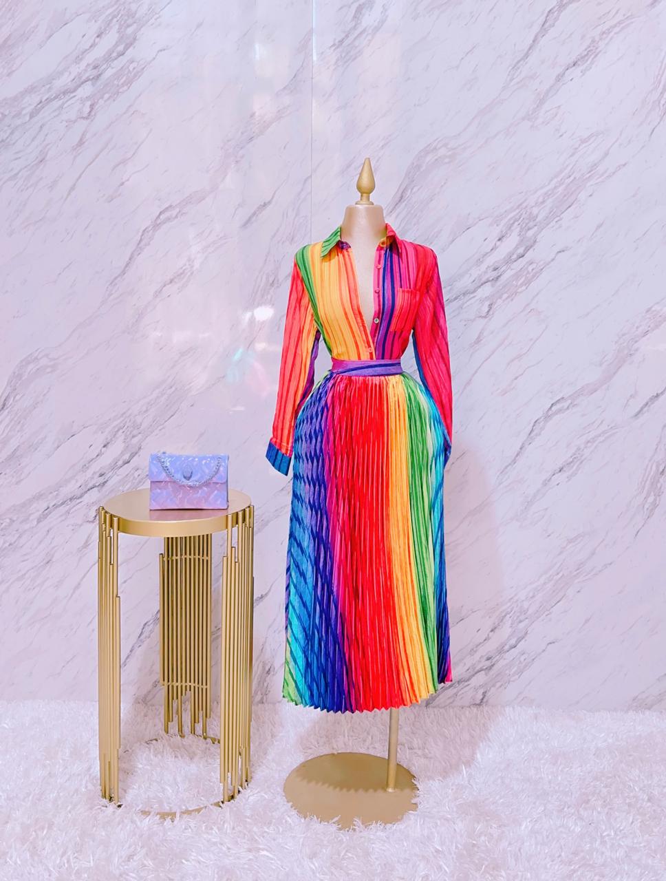 Set Blusa Falda Larga Arcoiris