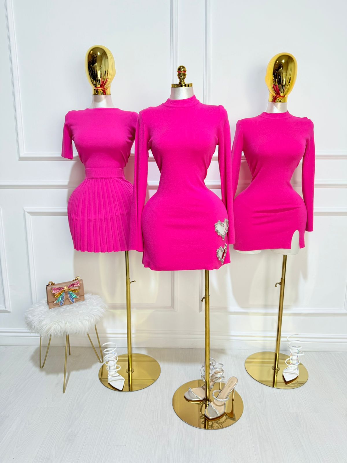 Vestido Tipo Terciopelo Rosa