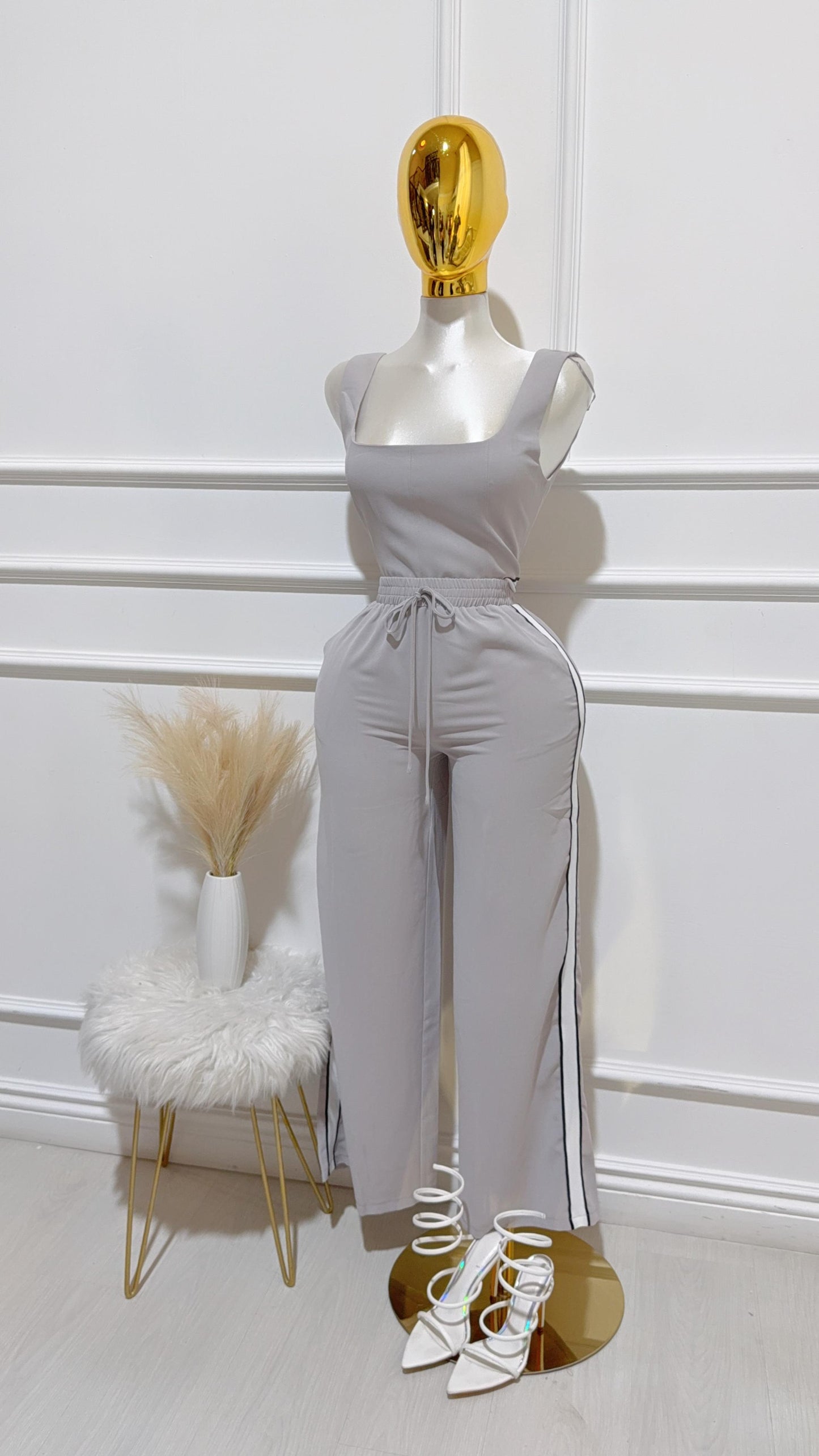 Set Top Gris Pantalon Relaxed