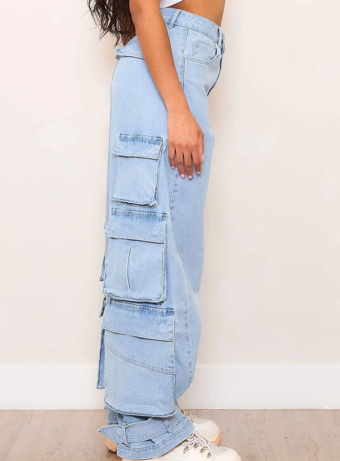 Pantalon Mezclilla Ancho Cargo