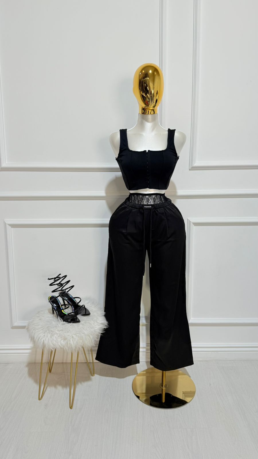 Pantalon Negro Cordon