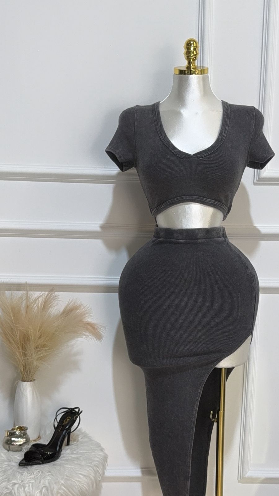 Set Top Falda Mineral Negro