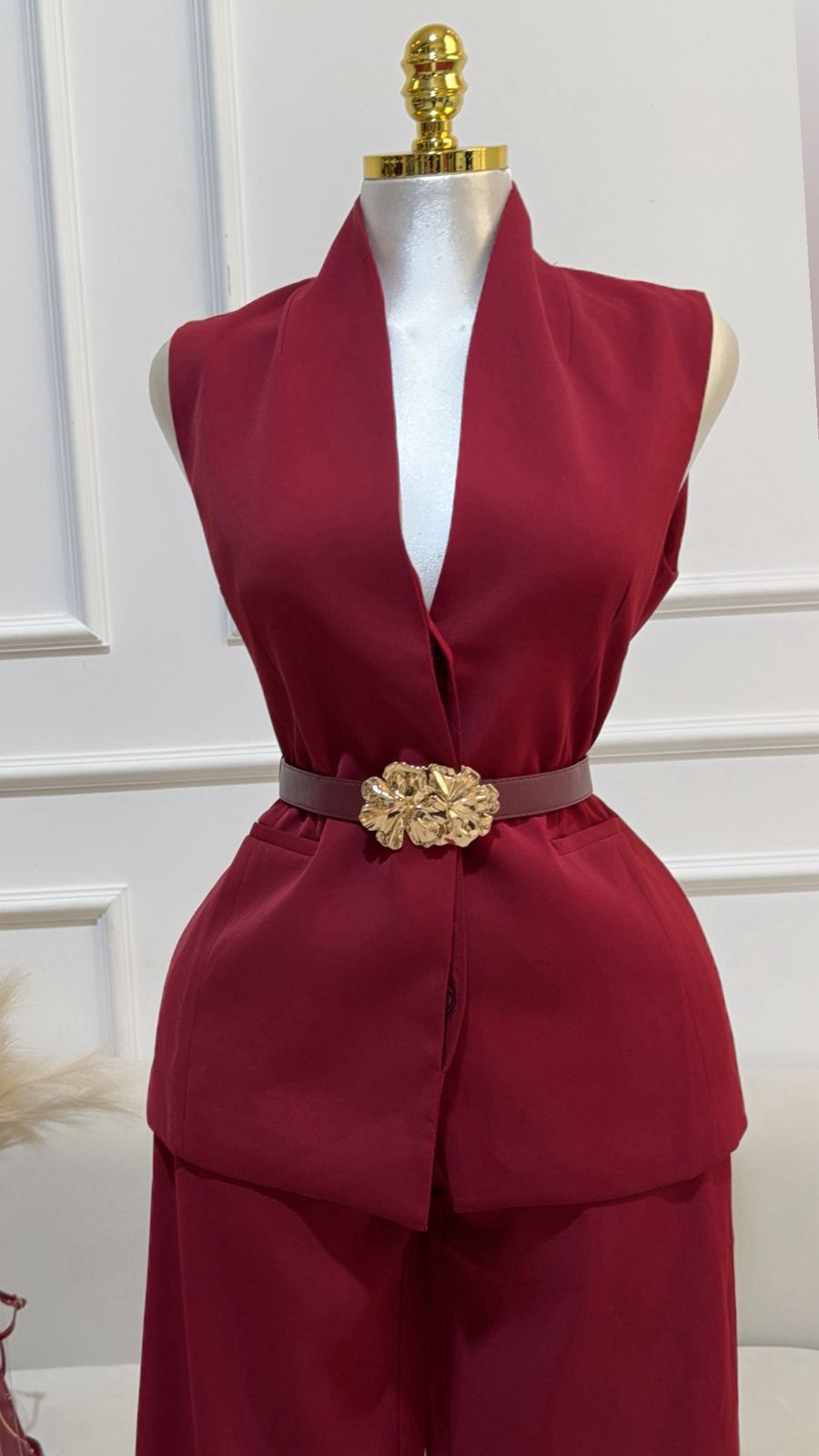 Set Chaleco Pantalon Tinto
