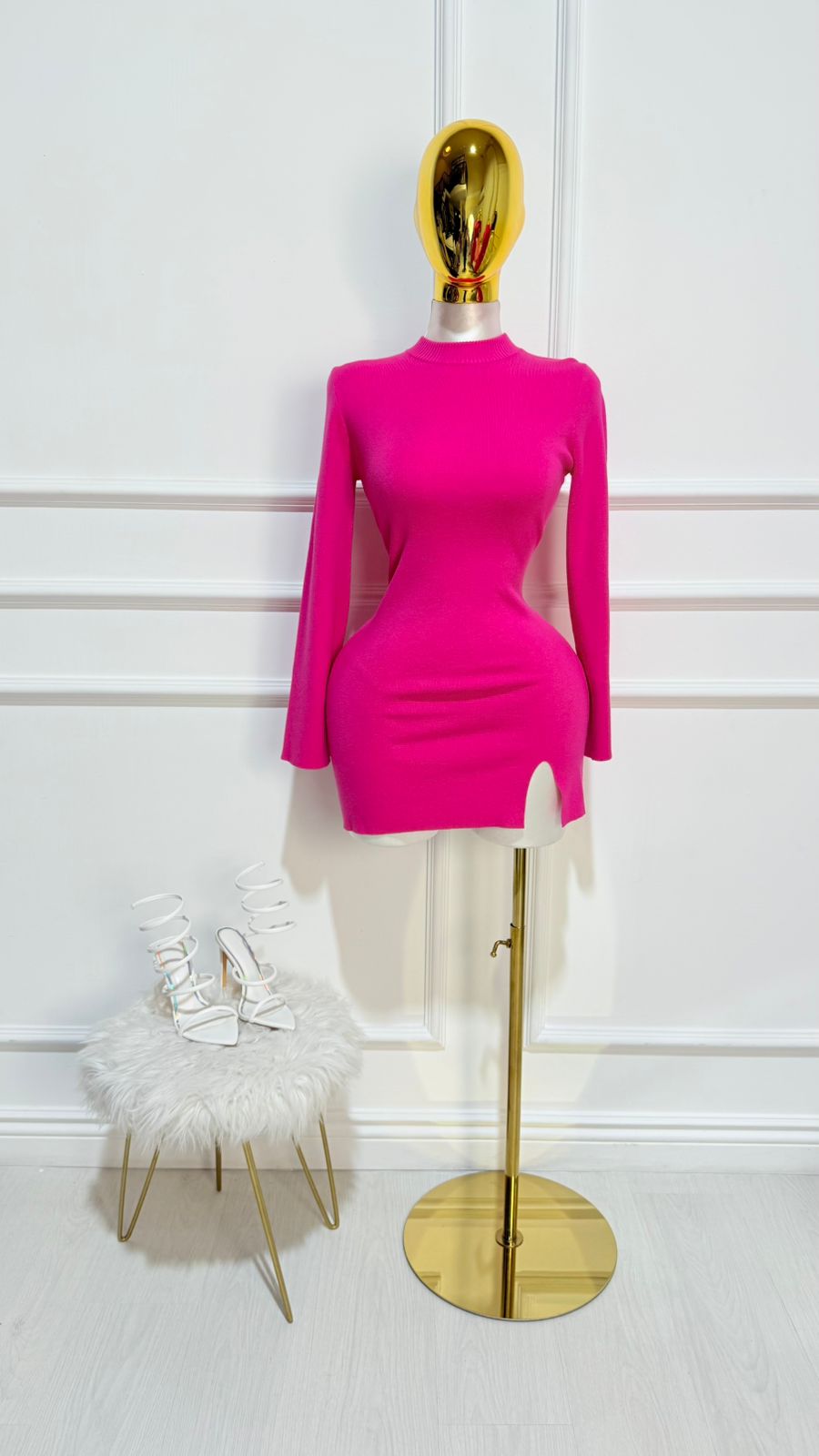 Vestido Tipo Terciopelo Rosa