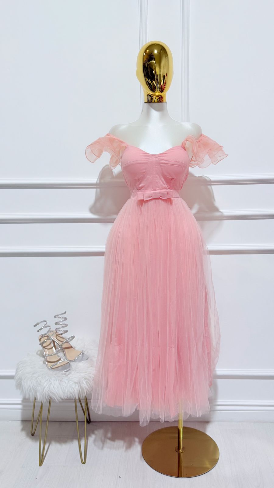 Vestido Largo Rufled Blush