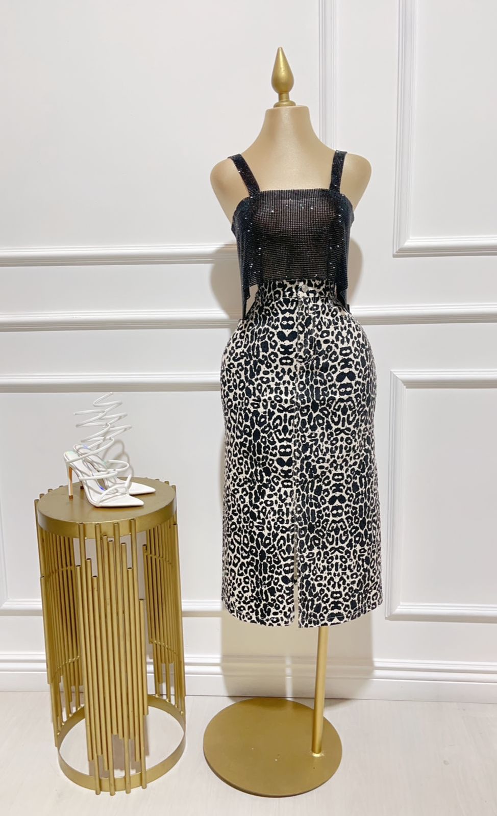 Falda Larga Leopardo Negro