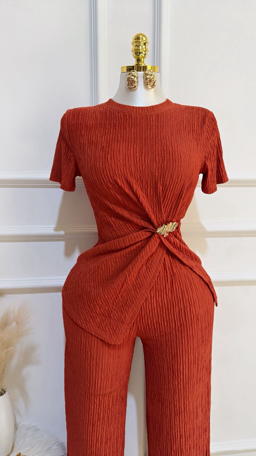 Set Blusa Detalle Pantalon Rust