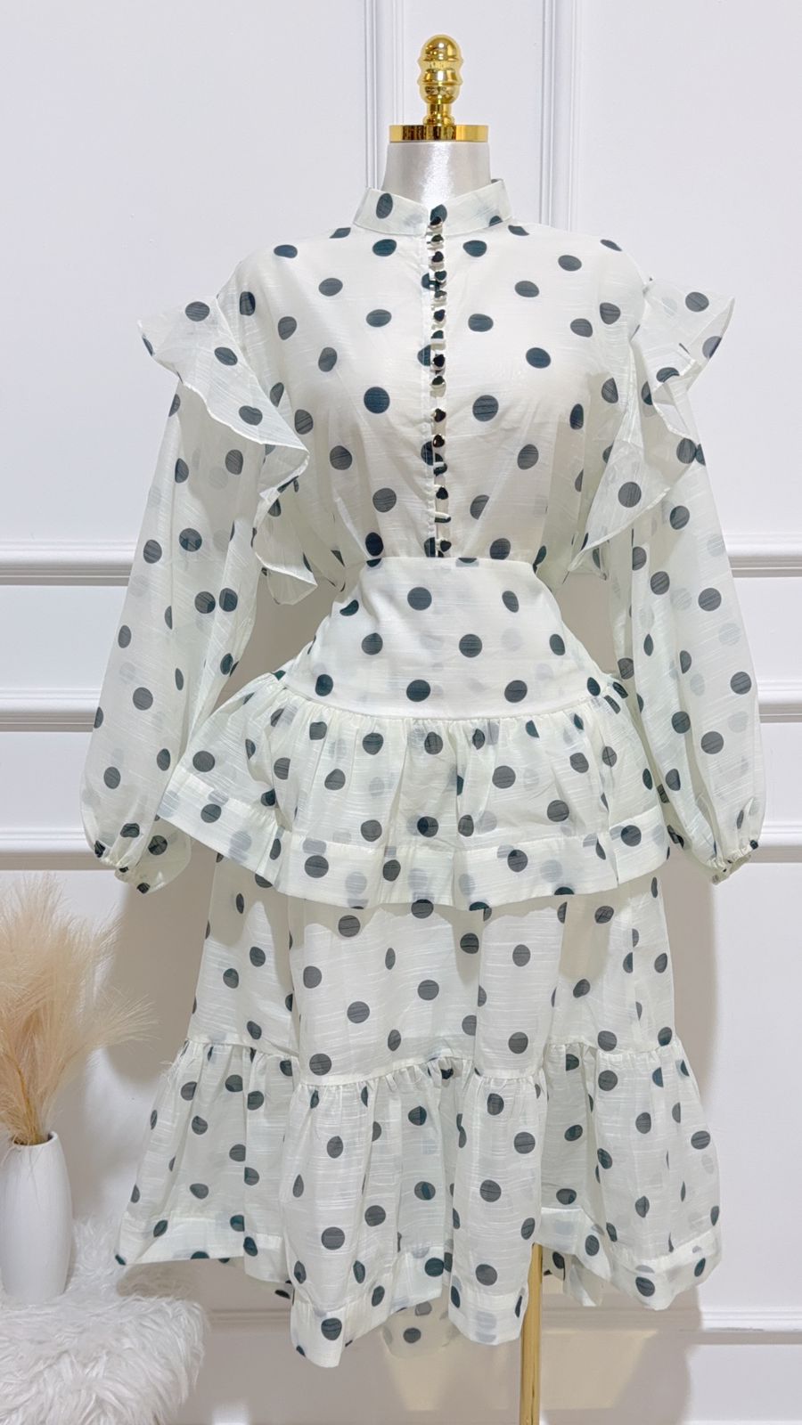 Set Blusa Falda Puntos Negros