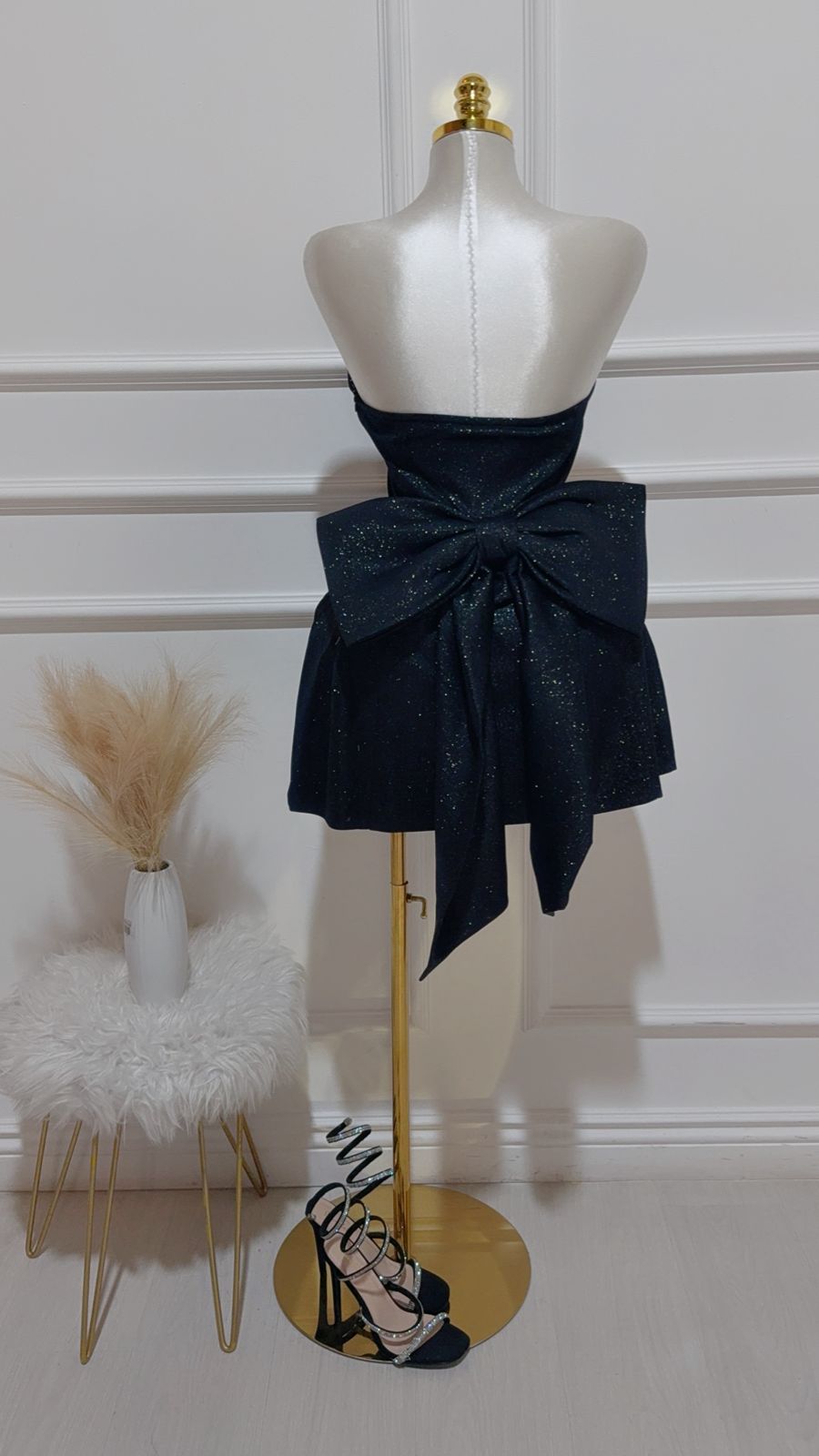 Vestido Brilloso Lazo Grande