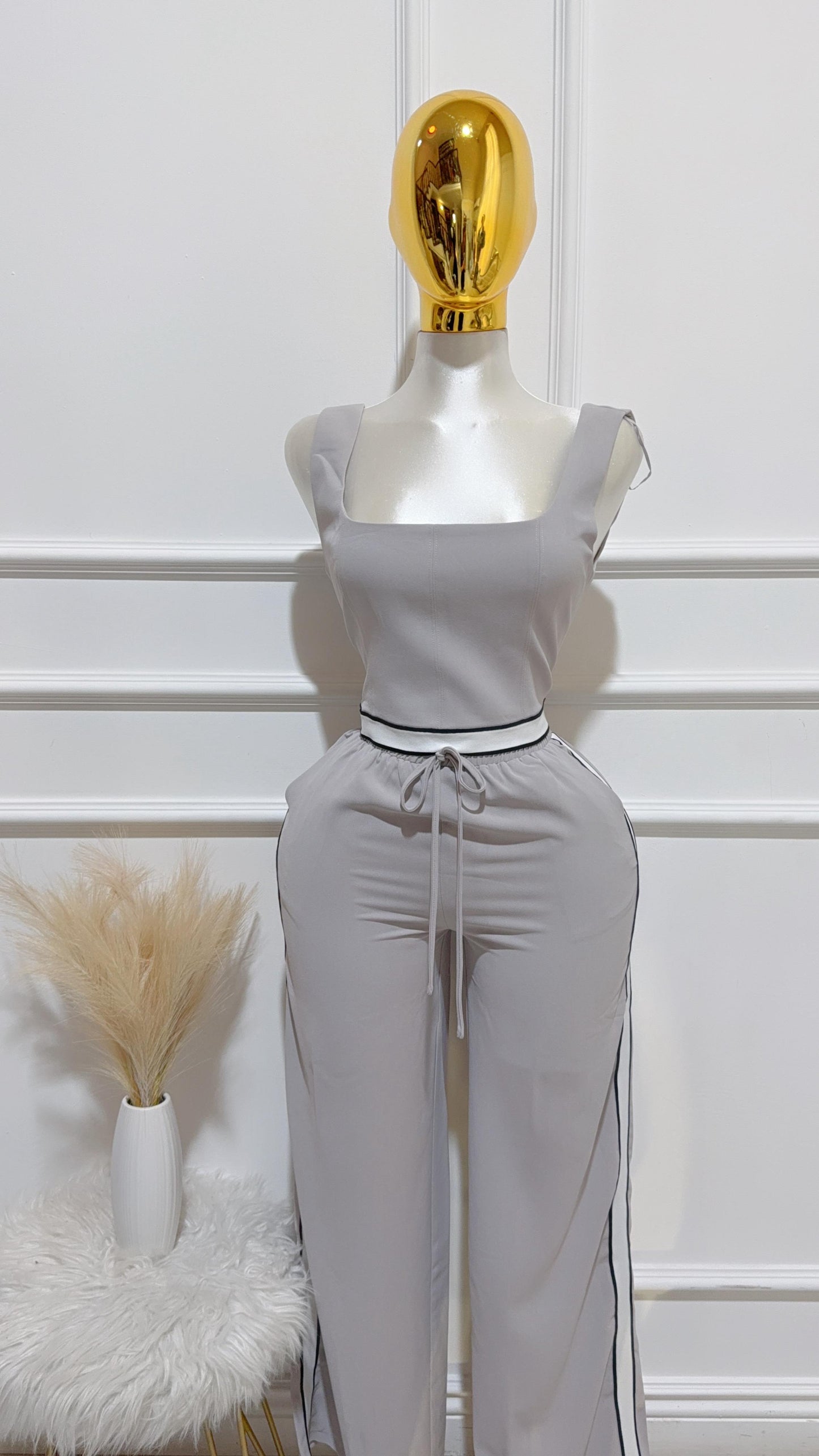 Set Top Gris Pantalon Relaxed