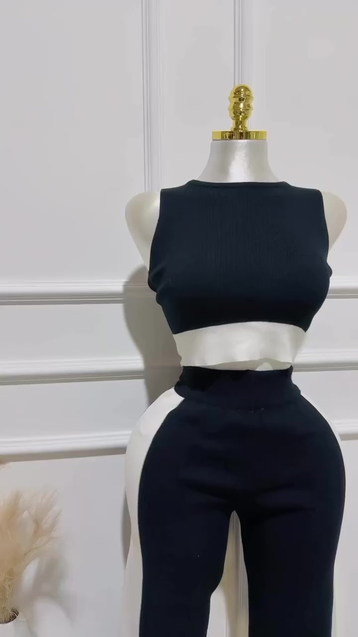 Set Negro Blanco Pantalon Blusa