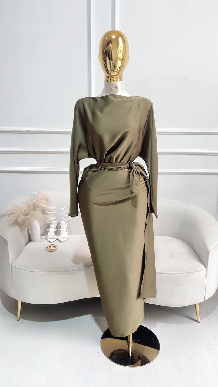 VESTIDO LARGO MANGA LARGA LISO