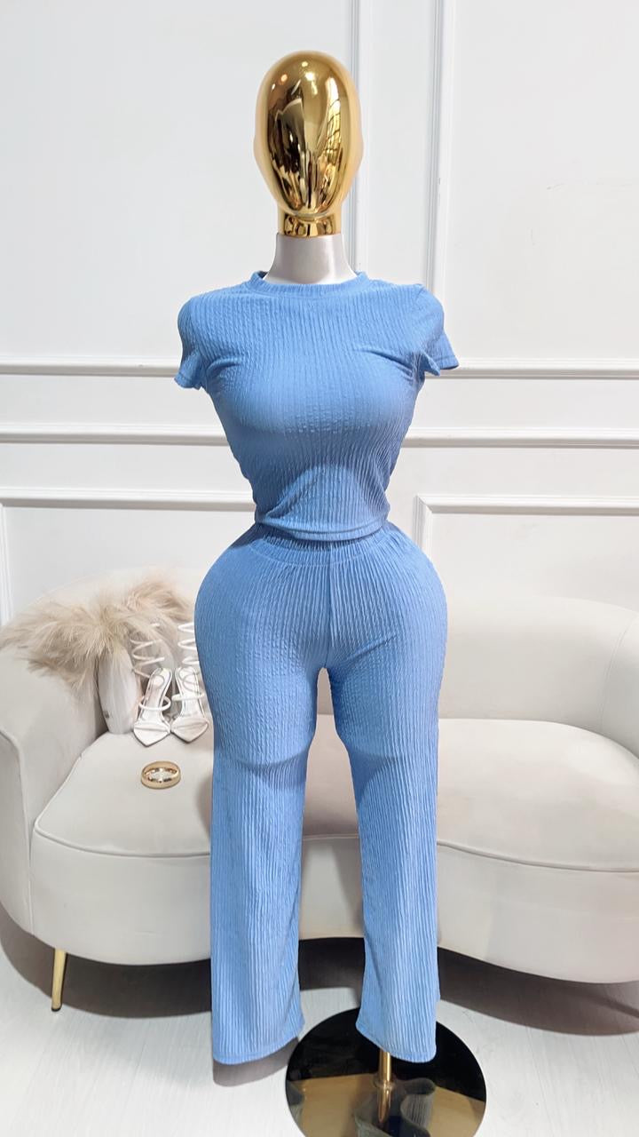 CONJUNTO AZUL PANTALÓN DRAPEADO