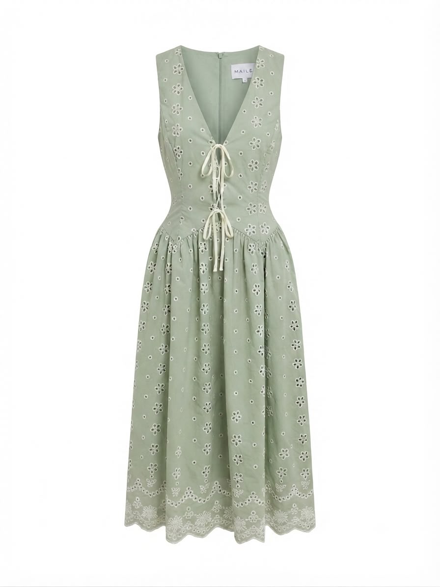VESTIDO VERDE BLANCO
