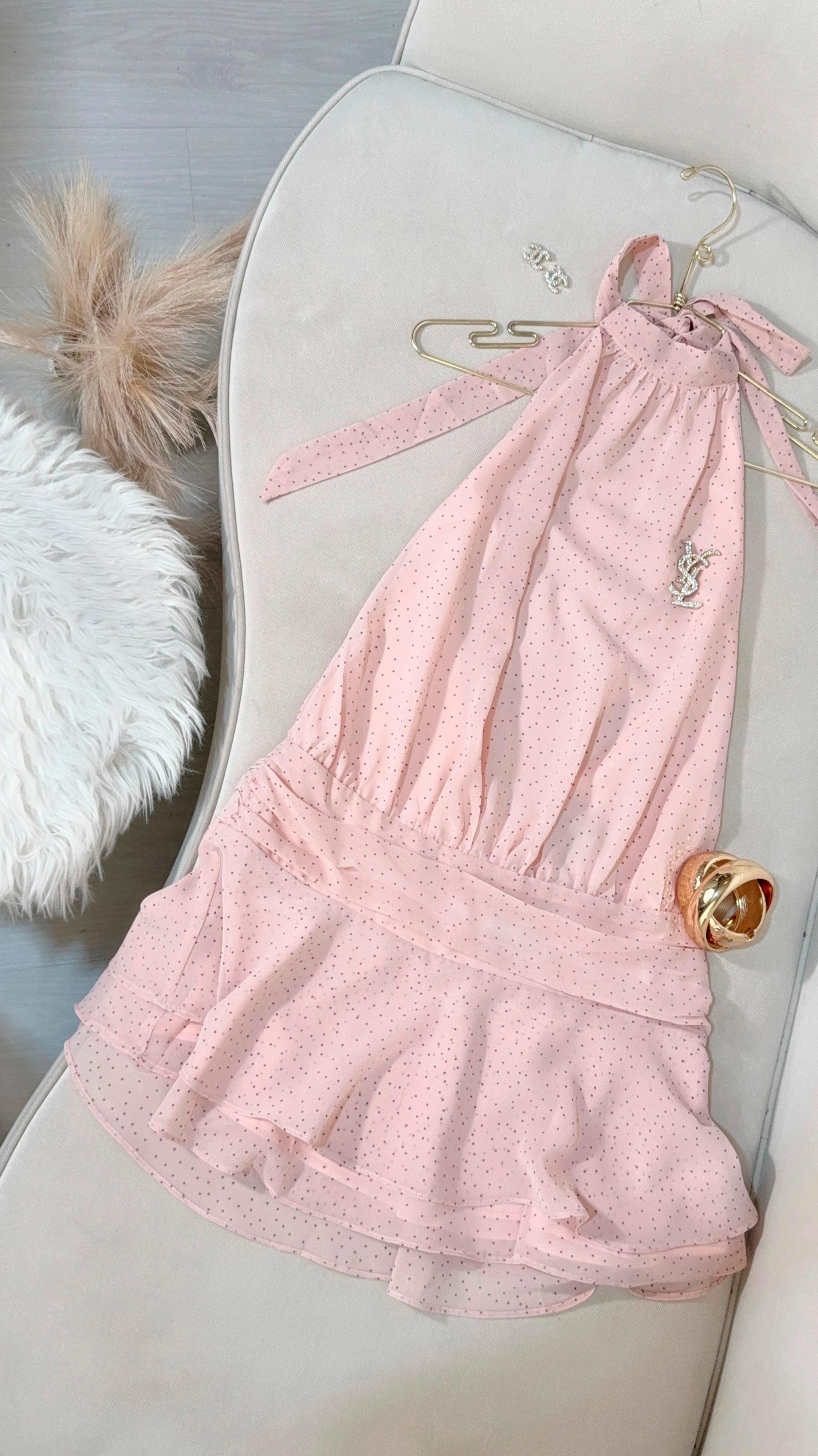 Vestido Color Rosa Con Lunares