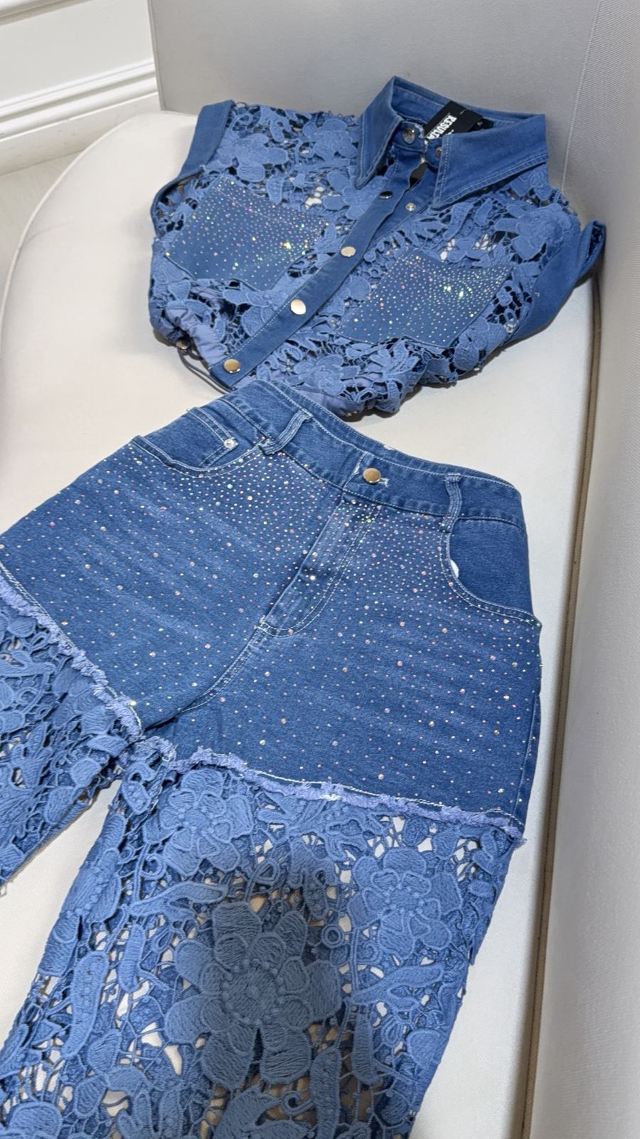Set Encaje Azul Denim