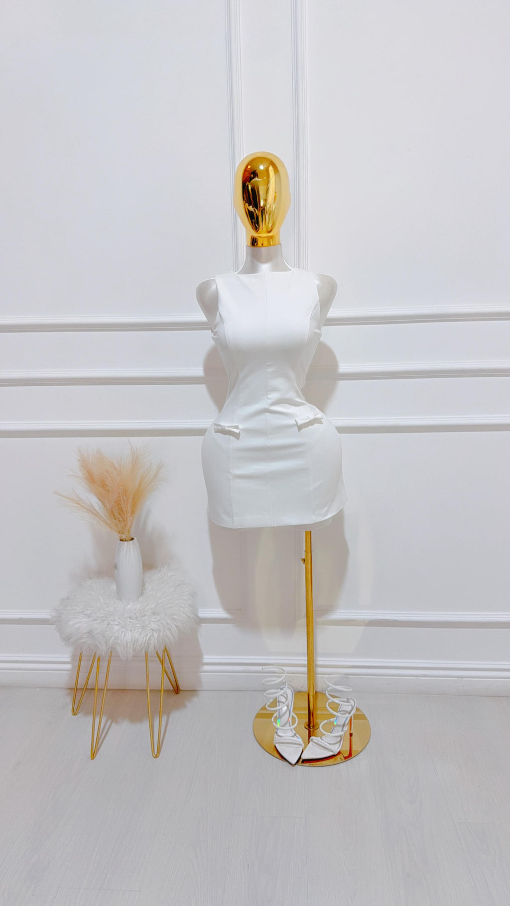 Vestido Cuello Redondo Blanco