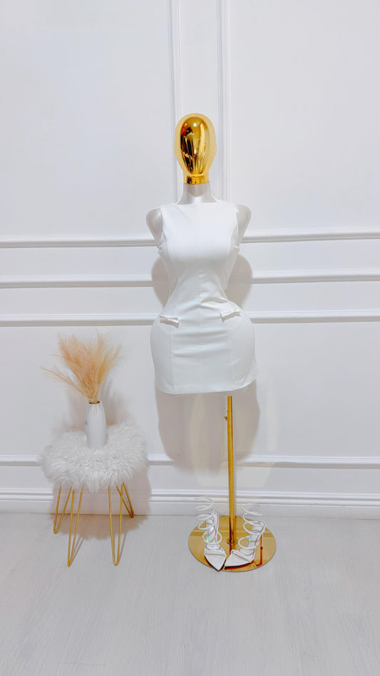 Vestido Cuello Redondo Blanco