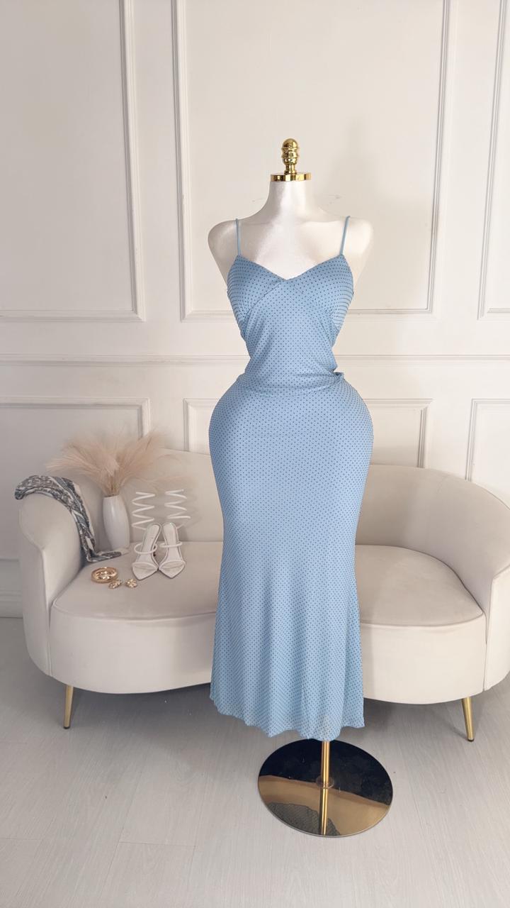 Conjunto Azul Falda Bolitas