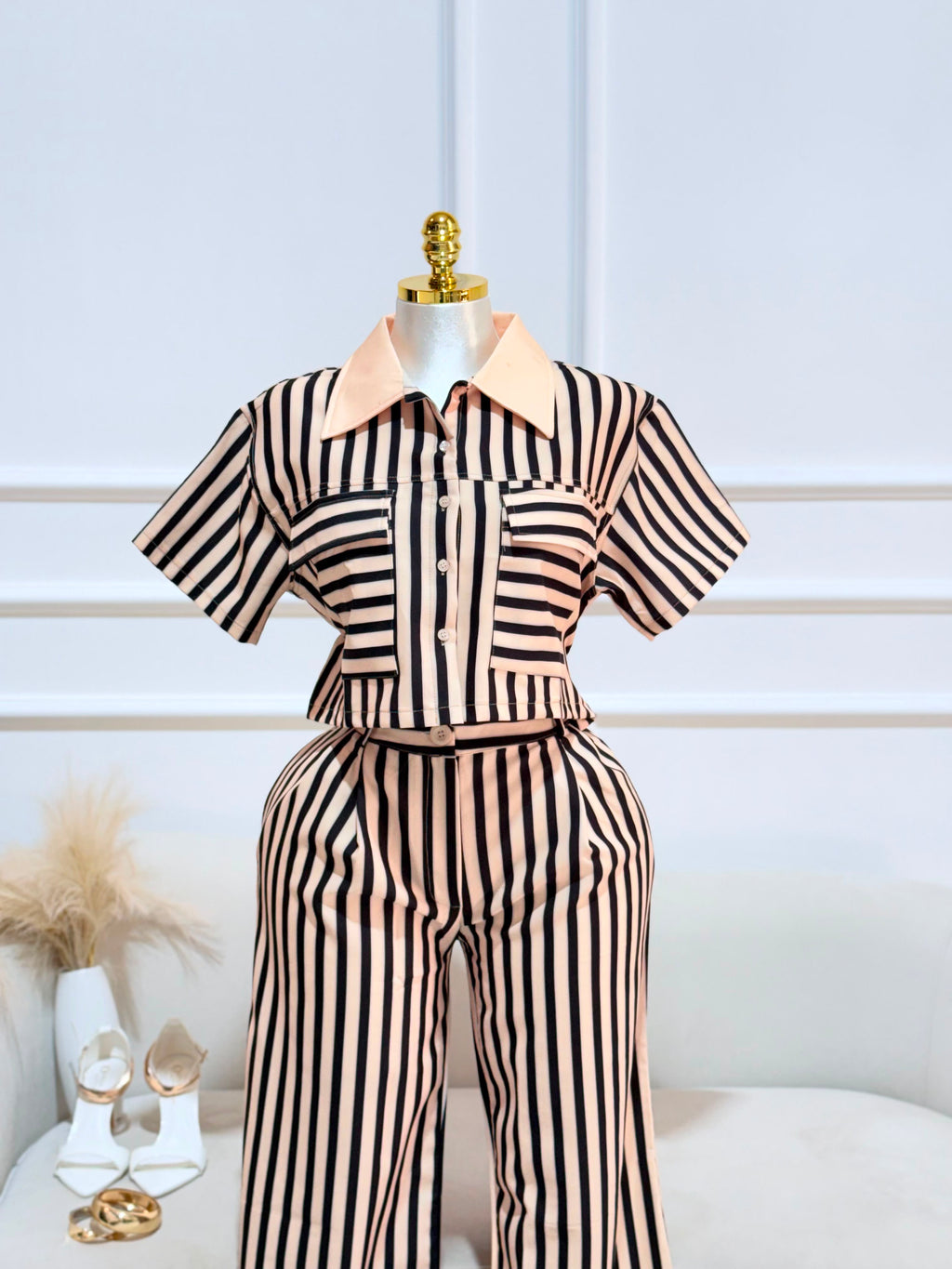 CONJUNTO PANTALON RAYAS DURAZNO