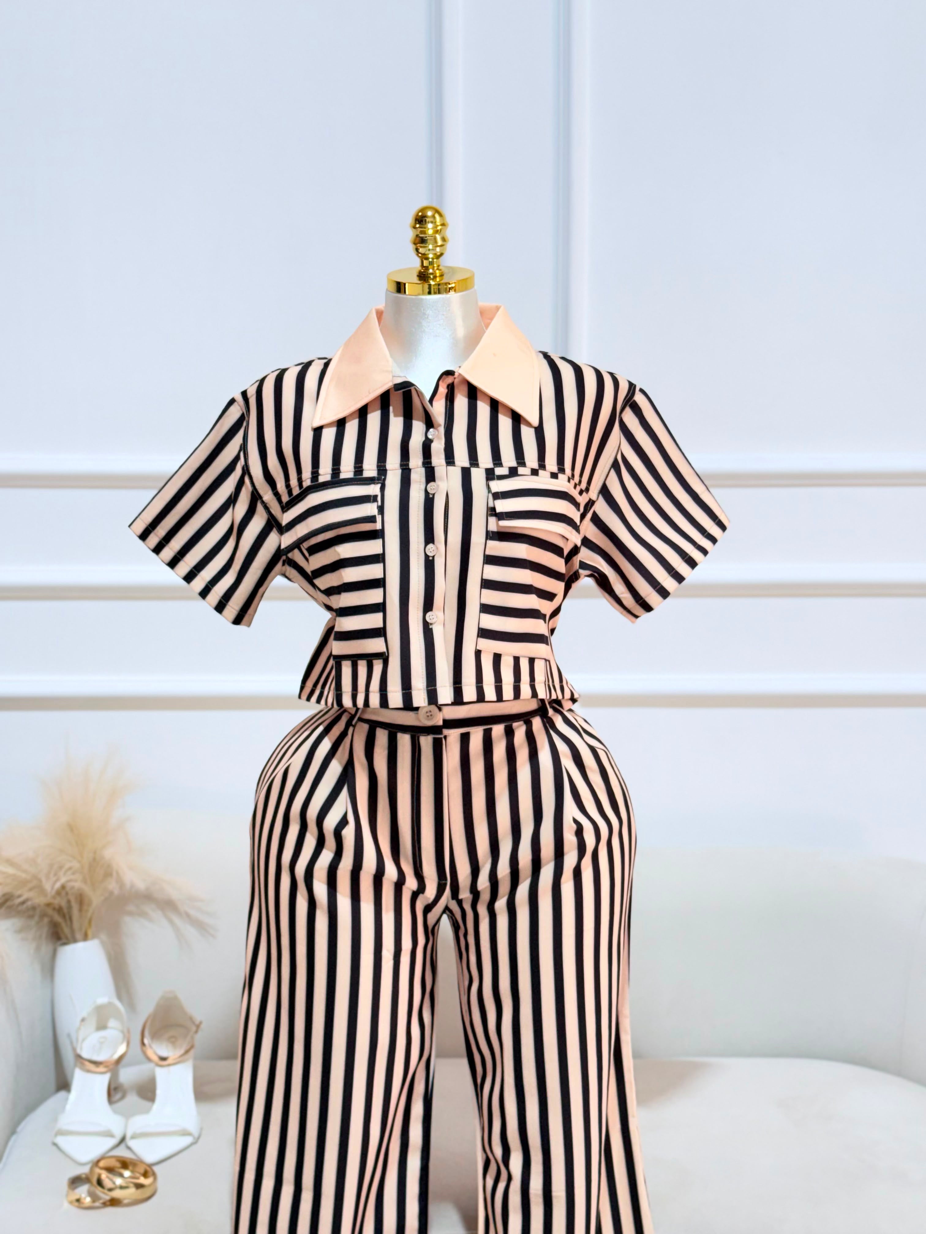 CONJUNTO PANTALON RAYAS DURAZNO