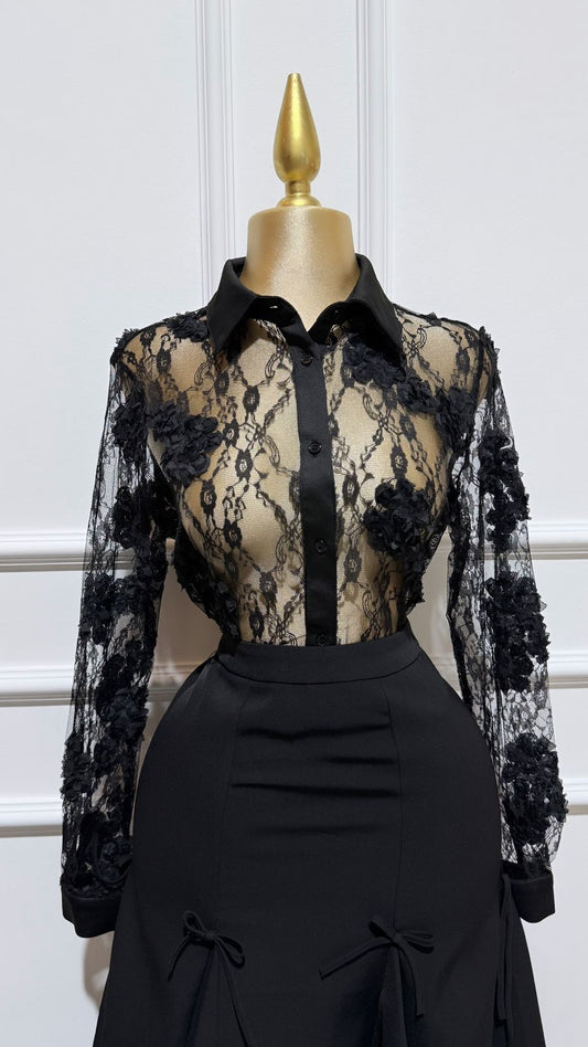 Blusa Encaje Negra